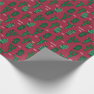 Christmas Cactus holiday burgundy Wrapping Paper