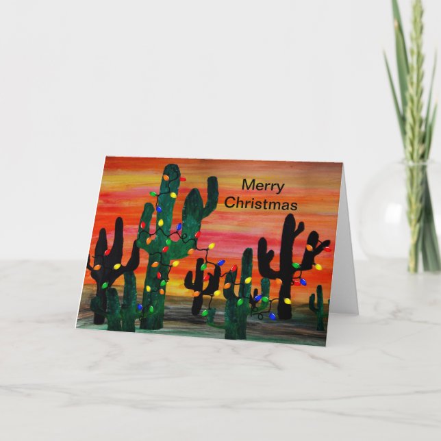 Christmas cactus Holiday greeting cards. Card (Front)