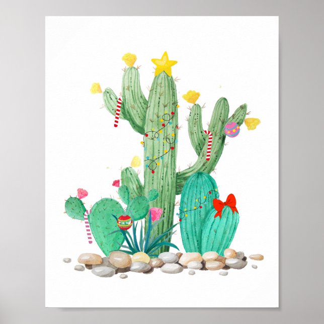 Christmas Cactus Holiday Southwest Western Poster (Front)
