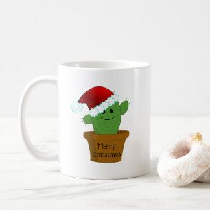 Christmas Cactus in a Santa Hat Coffee Mug