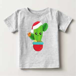 Christmas Cactus, Santa Hat, Christmas Ornaments Baby T-Shirt