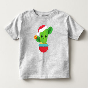 Christmas Cactus, Santa Hat, Christmas Ornaments Toddler T-Shirt