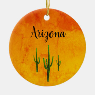 Christmas Cactus Southwestern Desert Ceramic Ornament