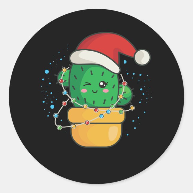 Christmas Cactus Succulent Classic Round Sticker (Front)