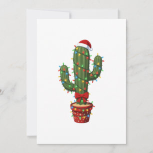 Christmas Cactus Wearing a Santa Hat Xmas Plant  Thank You Card