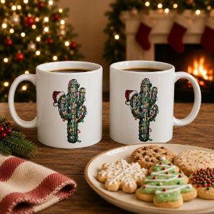 Christmas Cactus with Lights Coffee Mug