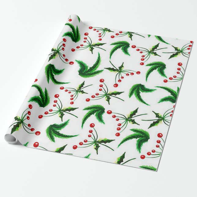 Christmas Cactus Wrapping Paper (Unrolled)