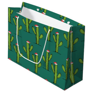 Christmas Cactus Wrapping Paper Large Large Gift Bag