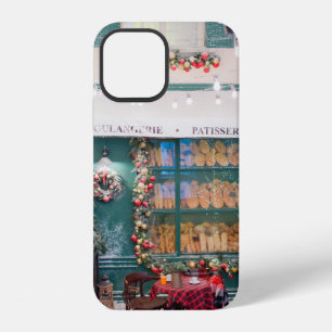 Christmas cafe bakery exterior with Christmas deco iPhone 12 Case