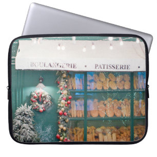 Christmas cafe bakery exterior with Christmas deco Laptop Sleeve