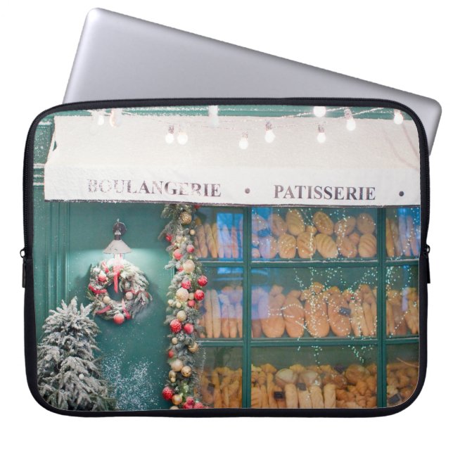Christmas cafe bakery exterior with Christmas deco Laptop Sleeve (Front)