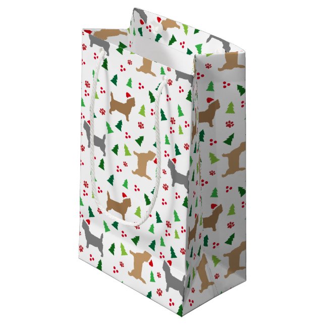 Christmas Cairn Terrier Dog Howliday Tree Small Gift Bag (Front Angled)
