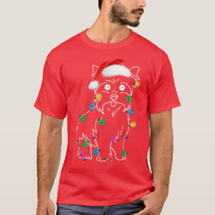 Christmas Cairn Terrier with Lights Santa Hat XMAS T-Shirt