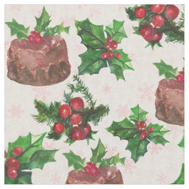 Christmas Cake Fabric (Close Up)