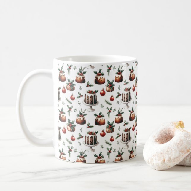 Christmas cake pattern coffee mug (With Donut)