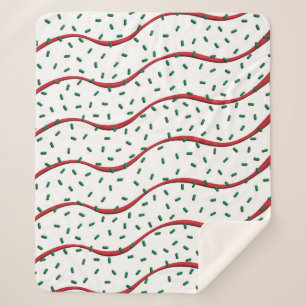 Christmas Cake Red Stripe Frosting Green Sprinkles Sherpa Blanket