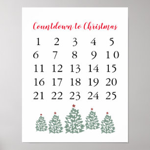 Christmas Calendar Countdown to Christmas Poster