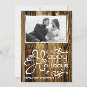 Christmas calligraphic typography wood Groupon Holiday Card