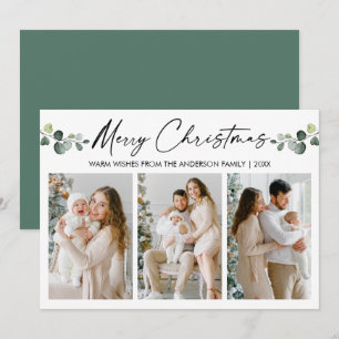 Christmas Calligraphy Ink Watercolor Eucalyptus Holiday Card