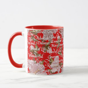 Christmas Calligraphy Names of Christ    Red Mug