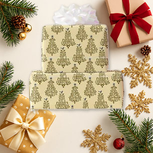 Christmas Calligraphy Tree Wrapping Paper
