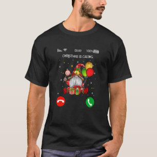 Christmas Calling Xmas Phone Christian Gnome T-Shirt