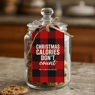 “Christmas Calories Don’t Count” Buffalo Plaid Gift Tags