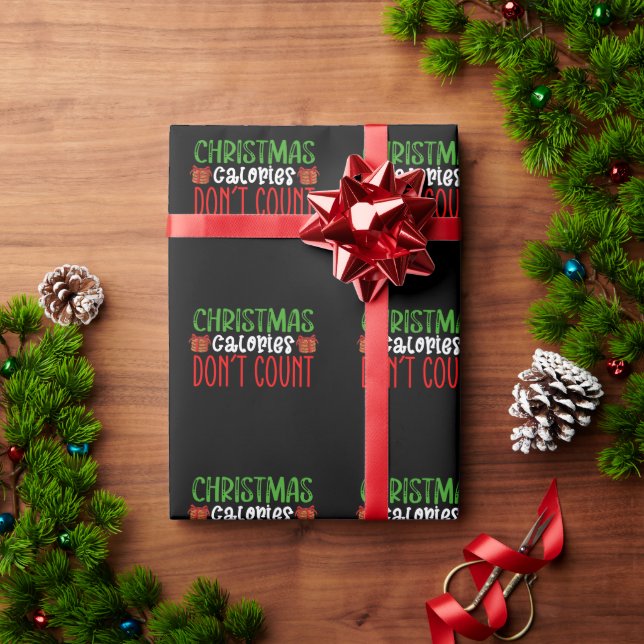 Christmas Calories Don't Count Cookies Family Wrapping Paper (Holiday Gift)