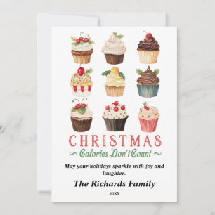 Christmas Calories Don't Count Cupcakes Holiday Card