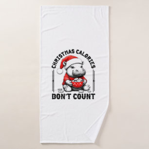 Christmas Calories Don't Count Funny Moo Deng Cook Bath Towel