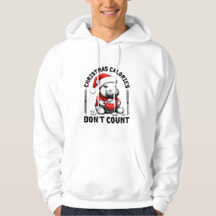 Christmas Calories Don't Count Funny Moo Deng Cook Hoodie