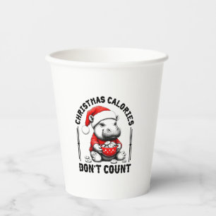 Christmas Calories Don't Count Funny Moo Deng Cook Paper Cups