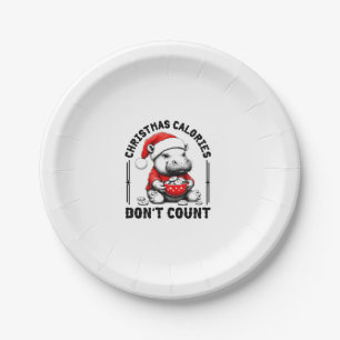 Christmas Calories Don't Count Funny Moo Deng Cook Paper Plate