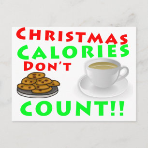 Christmas Calories Don't Count Humour Funny Holiday Postcard