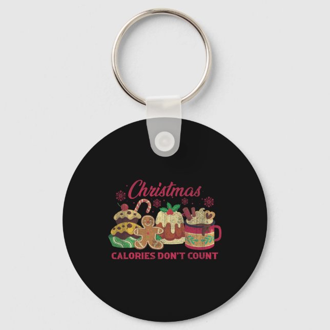 Christmas Calories Don't Count Milk Cookies  Key Ring (Front)