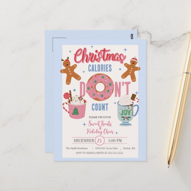 Christmas Calories Don't Count Postcard (Front/Back In Situ)