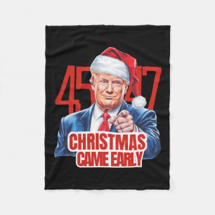 Christmas Came Early Funny Donald Trump Santa Clau Fleece Blanket