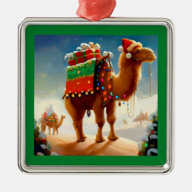 Christmas Camel 2 Metal Ornament (Front)