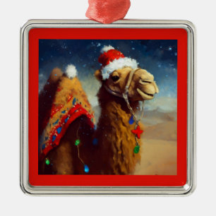 Christmas Camel 3 Metal Ornament