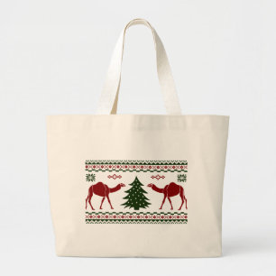 Christmas Camel Hump Day Ugly Sweater Large Tote Bag
