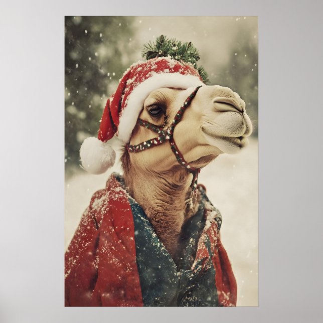 Christmas Camel Print, Funny Holiday Wall Art (Front)