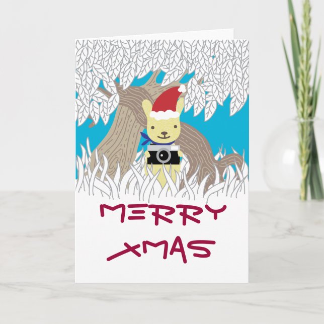 Christmas Camera Bunny Holiday Card (Front)