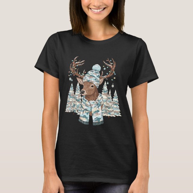 Christmas Camo Hunting Reindeer Pajamas With Deer  T-Shirt (Front)