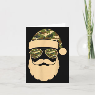 Christmas Camo Santa Sungles Hat Beard Cool Milita Card