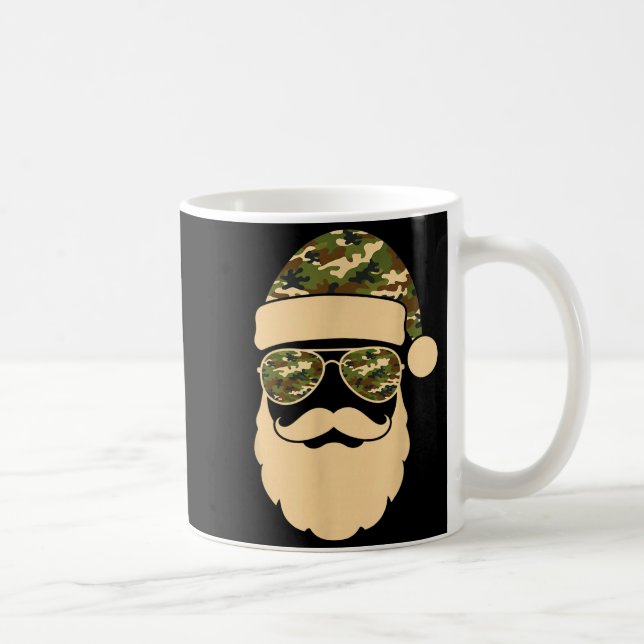 Christmas Camo Santa Sungles Hat Beard Cool Milita Coffee Mug (Right)