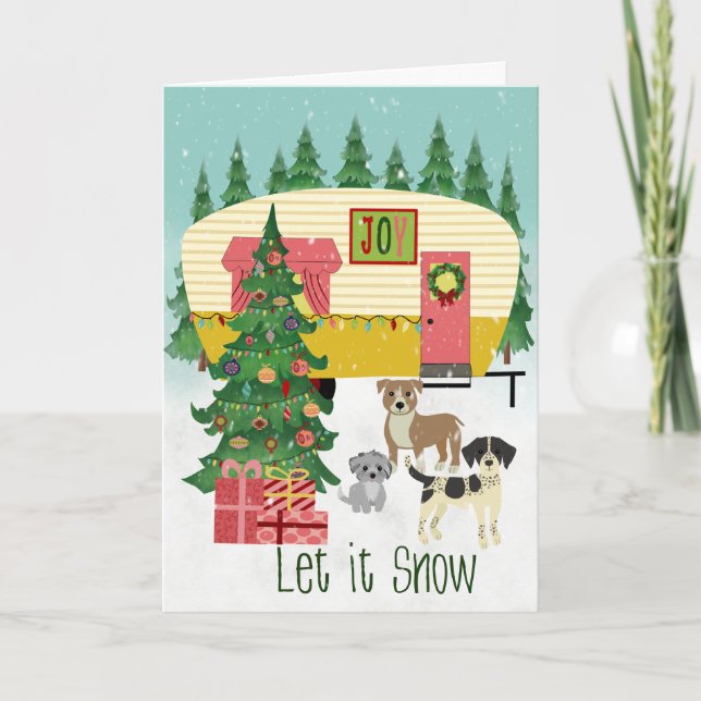 Christmas Camper and Dogs Let it Snow Card (Front)