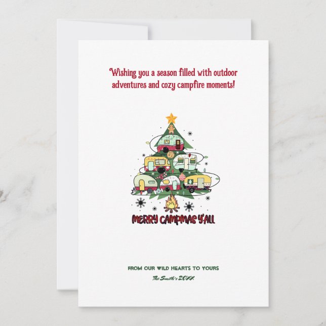 Christmas Camper Forest Camping Outdoor Adventure Holiday Card (Front)