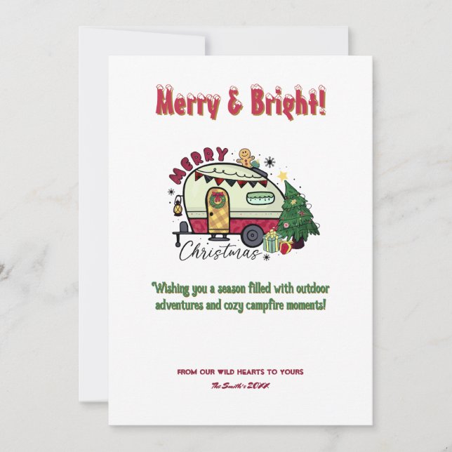 Christmas Camper Home Camping Outdoor Adventure Holiday Card (Front)