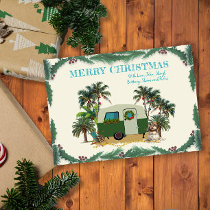 Christmas Camper Tropical Palm Trees Holiday Cards