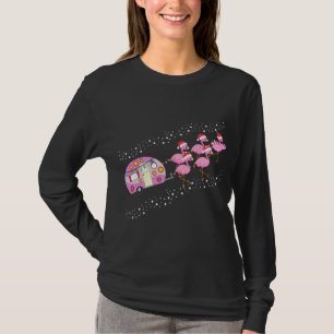 Christmas Camping Flamingo Sleigh Funny Camper San T-Shirt